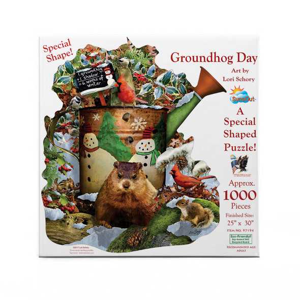 SUNSOUT INC - Groundhog Day - 1000 pc Special Shape Jigsaw Puzzle by Artist: Lori Schory - Finished Size 25" x 30" - MPN# 97194