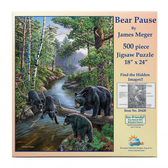 SUNSOUT INC - Bear Pause - 500 pc Jigsaw Puzzle by Artist: James Meger - Finished Size 18" x 24" - MPN# 28428