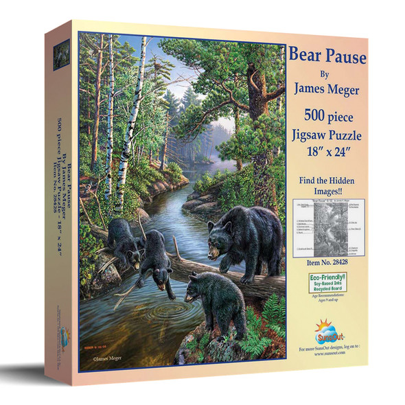 SUNSOUT INC - Bear Pause - 500 pc Jigsaw Puzzle by Artist: James Meger - Finished Size 18" x 24" - MPN# 28428