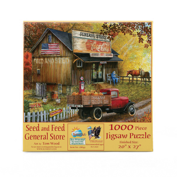 SUNSOUT INC - Feed and Seed General Store - 1000 pc Jigsaw Puzzle by Artist: Tom Wood - Finished Size 20" x 27" - MPN# 28649