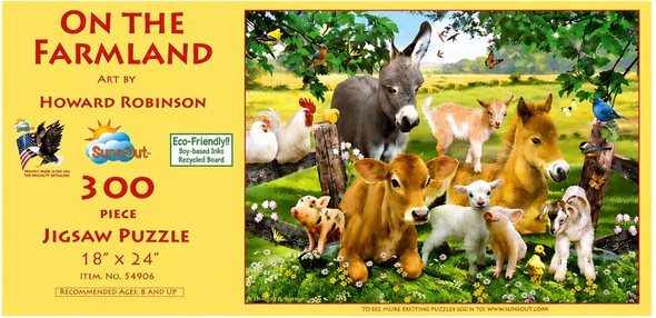 SUNSOUT INC - On the Farmland - 300 pc Jigsaw Puzzle by Artist: Howard Robinson - Finished Size 18" x 24" - MPN# 54906