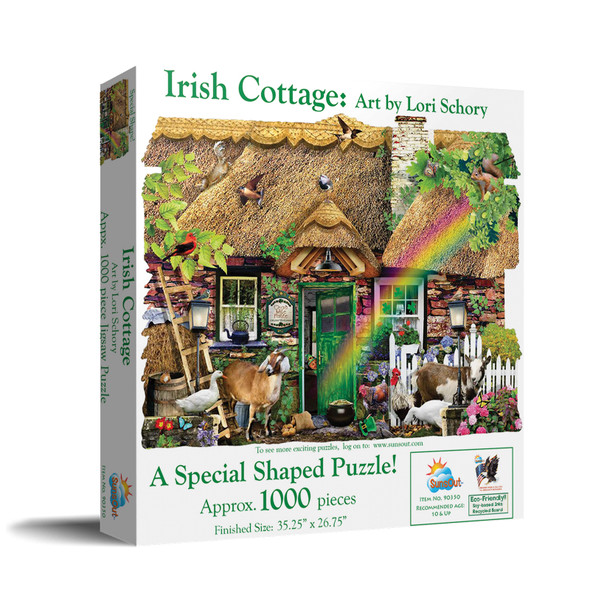 SUNSOUT INC -  Irish Cottage 1000 pc Shaped Jigsaw Puzzle by Artist: Lori Schory - MPN # 90350