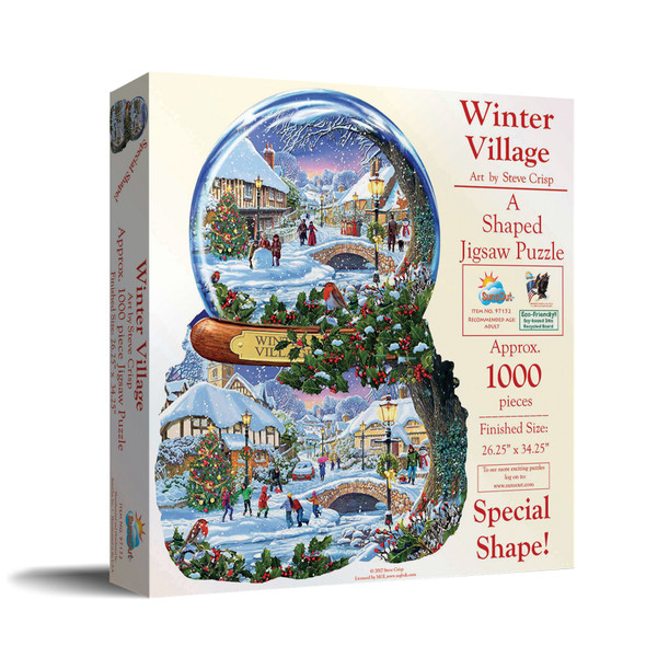 SUNSOUT INC - Winter Village - 1000 pc Special Shape Jigsaw Puzzle by Artist: Steve Crisp - Finished Size 26.25" x 34.25" Christmas - MPN# 97152
