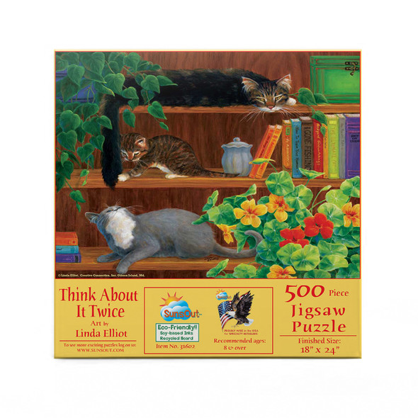 SUNSOUT INC - Think About it Twice - 500 pc Jigsaw Puzzle by Artist: Linda Elliott - Finished Size 18" x 24" - MPN# 31602