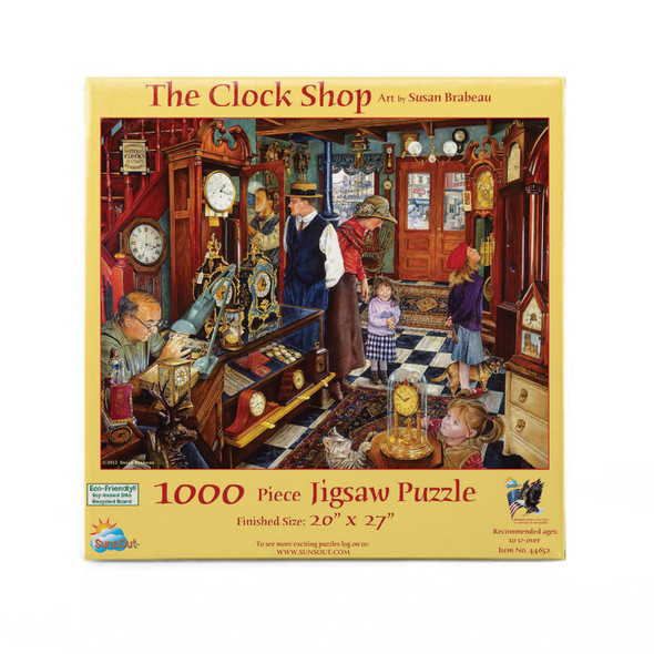 SUNSOUT INC - The Clock Shop - 1000 pc Jigsaw Puzzle by Artist: Susan Brabeau - Finished Size 20" x 27" - MPN# 44652