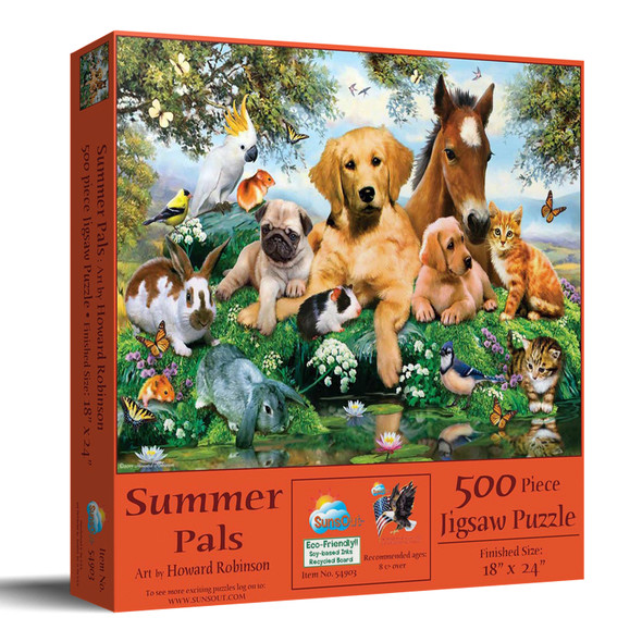 SUNSOUT INC - Summer Pals - 500 pc Jigsaw Puzzle by Artist: Howard Robinson - Finished Size 18" x 24" Animal - MPN# 54903