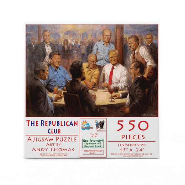 SUNSOUT INC - The Republican Club - 550 pc Jigsaw Puzzle by Artist: Andy Thomas - Finished Size 15" x 24" Americana - MPN# 19381