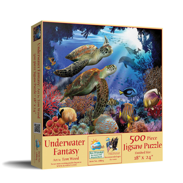 SUNSOUT INC - Underwater Fantasy - 500 pc Jigsaw Puzzle by Artist: Tom Wood - Finished Size 18" x 24" - MPN# 28804