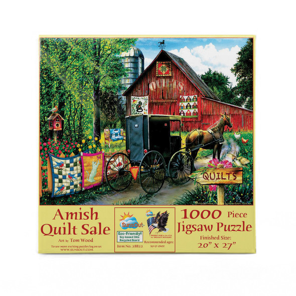 SUNSOUT INC - Amish Quilt Sale - 1000 pc Jigsaw Puzzle by Artist: Tom Wood - Finished Size 20" x 27" - MPN# 28822