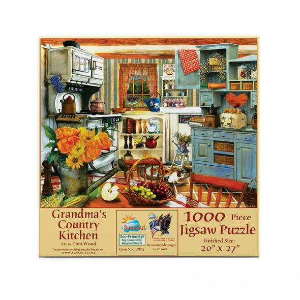 SUNSOUT INC - Grandma's Country Kitchen - 1000 pc Jigsaw Puzzle by Artist: Tom Wood - Finished Size 20" x 27" - MPN# 28851