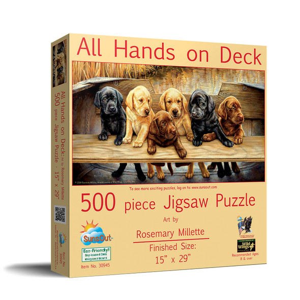 SUNSOUT INC - All Hands on Deck - 500 pc Jigsaw Puzzle by Artist: Rosemary Millette - Finished Size 15" x 29" - MPN# 30945