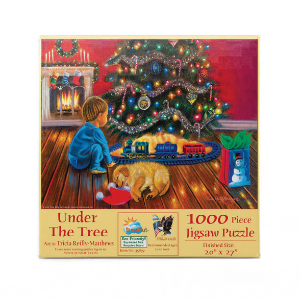 SUNSOUT INC - Under the Tree - 1000 pc Jigsaw Puzzle by Artist: Tricia Reilly-Matthews - Finished Size 20" x 27" Christmas - MPN# 35897