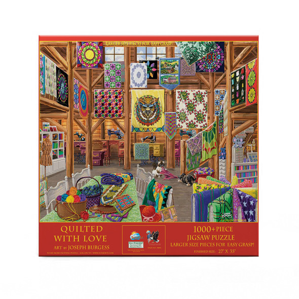 SUNSOUT INC - Quilted with Love - 1000 pc Large Pieces Jigsaw Puzzle by Artist: Joseph Burgess - Finished Size 27" x 35" - MPN# 38811