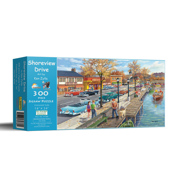 SUNSOUT INC - Shoreview Drive - 300 pc Jigsaw Puzzle by Artist: Ken Zylla - Finished Size 16" x 26" - MPN# 39780
