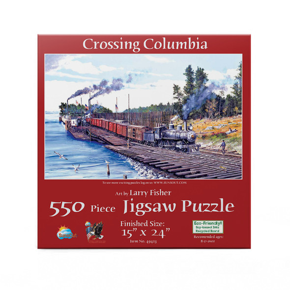 SUNSOUT INC - Crossing Columbia - 550 pc Jigsaw Puzzle by Artist: Larry Fisher - Finished Size 15" x 24" - MPN# 49413