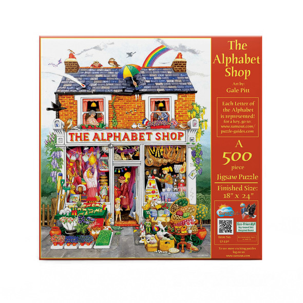 SUNSOUT INC - The Alphabet Shop - 500 pc Jigsaw Puzzle by Artist: Gale Pitt - Finished Size 18" x 24" - MPN# 52430