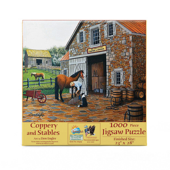 SUNSOUT INC - Coppery and Stables - 1000 pc Jigsaw Puzzle by Artist: Don Engler - Finished Size 23" x 28" - MPN# 60319