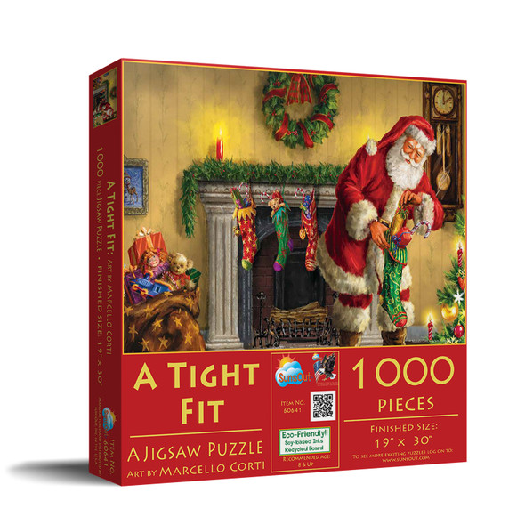 SUNSOUT INC - A Tight Fit - 1000 pc Jigsaw Puzzle by Artist: Marcello Corti - Finished Size 19" x 30" Christmas - MPN# 60641