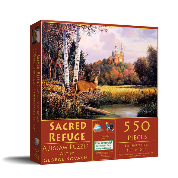 SUNSOUT INC - Sacred Refuge - 550 pc Jigsaw Puzzle by Artist: George Kovach - Finished Size 15" x 24" - MPN# 75137