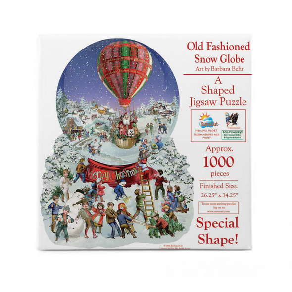 SUNSOUT INC - Old Fashioned Snow Globe - 1000 pc Special Shape Jigsaw Puzzle by Artist: Barbara Behr - Finished Size 26.25" x 34.25" Christmas - MPN# 96087