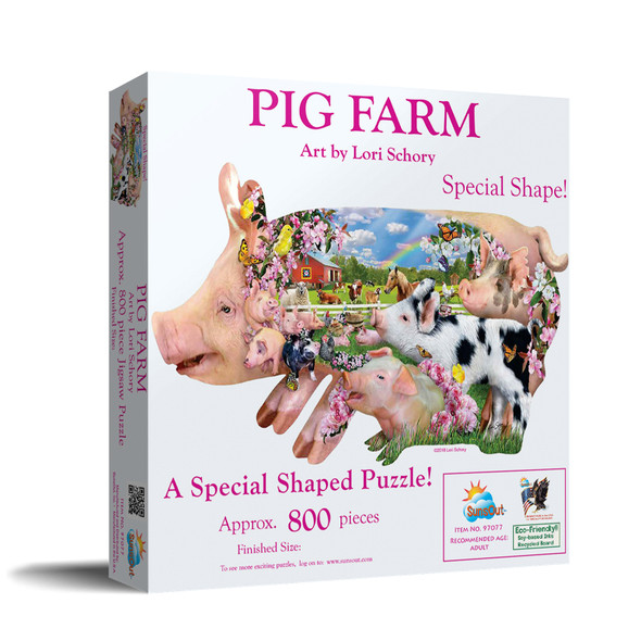 Pig Farm Shaped 800 pc Jigsaw Puzzle by SunsOut