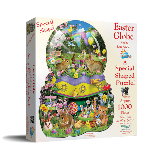 SUNSOUT INC - Easter Globe - 1000 pc Special Shape Jigsaw Puzzle by Artist: Lori Schory - Finished Size 26.25" x 34.25" Easter - MPN# 95920
