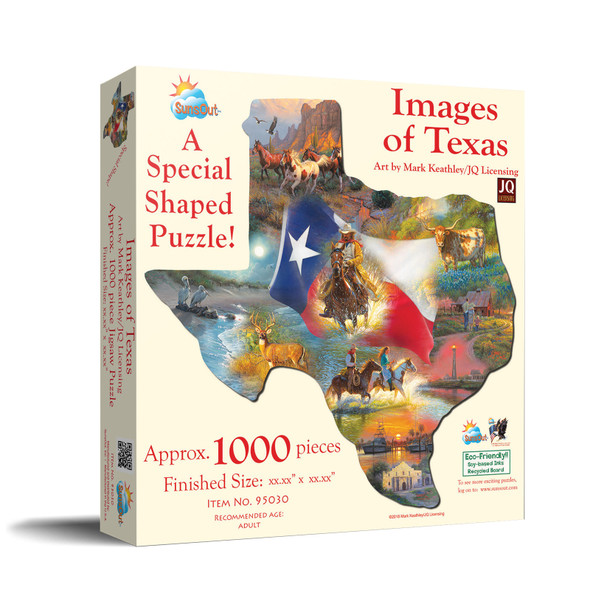 SUNSOUT INC - Images of Texas - 1000 pc Special Shape Jigsaw Puzzle by Artist: Mark Keathley - Finished Size 32" x 25.5" - MPN# 95030