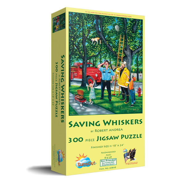 SUNSOUT INC - Saving Whiskers - 300 pc Jigsaw Puzzle by Artist: Robert Andrea - Finished Size 18" x 24" - MPN# 60848