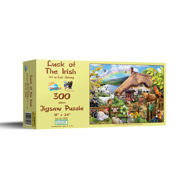 SUNSOUT INC - Luck of the Irish - 300 pc Jigsaw Puzzle by Artist: Lori Schory - Finished Size 18" x 24" St. Patrick's Day - MPN# 35006
