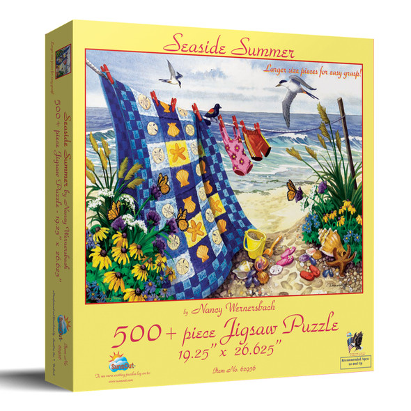 SUNSOUT INC - Seaside Summer - 500 pc Large Pieces Jigsaw Puzzle by Artist: Nancy Wernersbach - Finished Size 19.25" x 26.625" - MPN# 62956