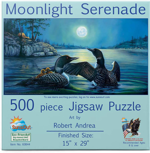 SUNSOUT INC - Moonlight Serenade - 500 pc Jigsaw Puzzle by Artist: Robert Andrea - Finished Size 15" x 29" - MPN# 60844