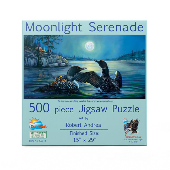 SUNSOUT INC - Moonlight Serenade - 500 pc Jigsaw Puzzle by Artist: Robert Andrea - Finished Size 15" x 29" - MPN# 60844