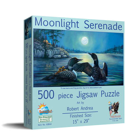 SUNSOUT INC - Moonlight Serenade - 500 pc Jigsaw Puzzle by Artist: Robert Andrea - Finished Size 15" x 29" - MPN# 60844