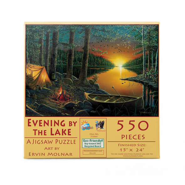 SUNSOUT INC - Evening by the Lake - 550 pc Jigsaw Puzzle by Artist: Ervin Molnar - Finished Size 15" x 24" - MPN# 51844