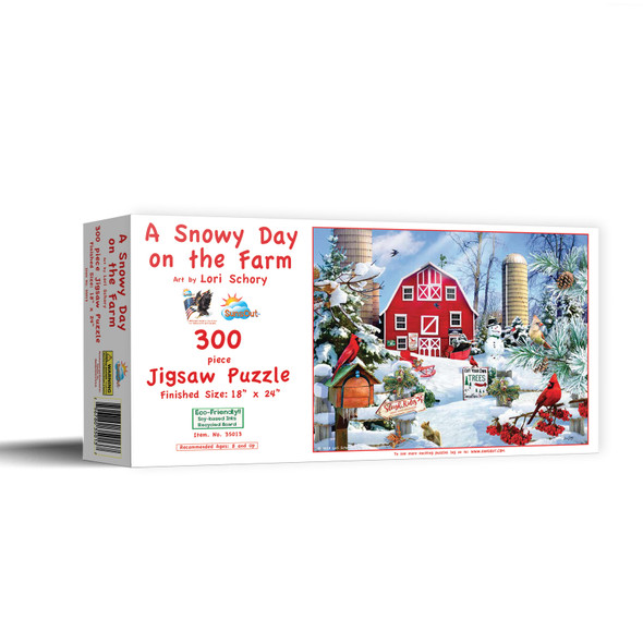 SUNSOUT INC - A Snowy Day on the Farm - 300 pc Jigsaw Puzzle by Artist: Lori Schory - Finished Size 18" x 24" Christmas - MPN# 35013