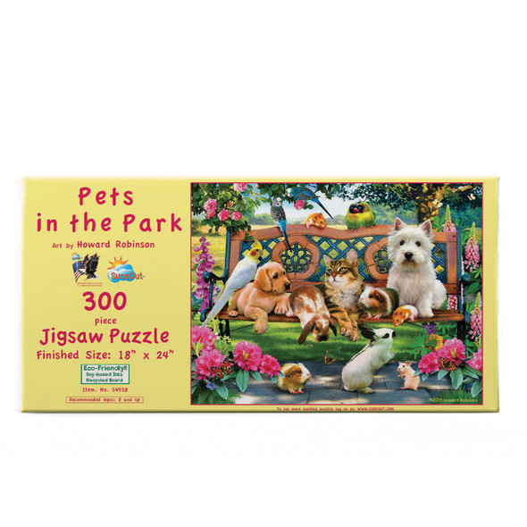 SUNSOUT INC - Pets in the Park - 300 pc Jigsaw Puzzle by Artist: Howard Robinson - Finished Size 18" x 24" - MPN# 54938