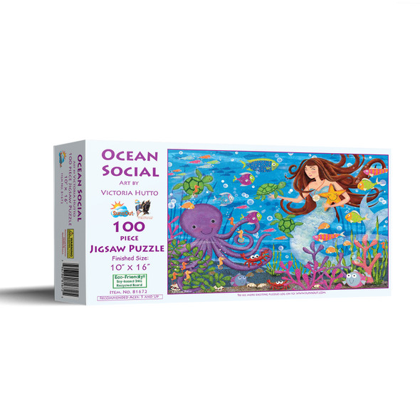 SUNSOUT INC - Ocean Social - 100 pc Jigsaw Puzzle by Artist: Victoria Hutto - Finished Size 10" x 16" - MPN# 81672