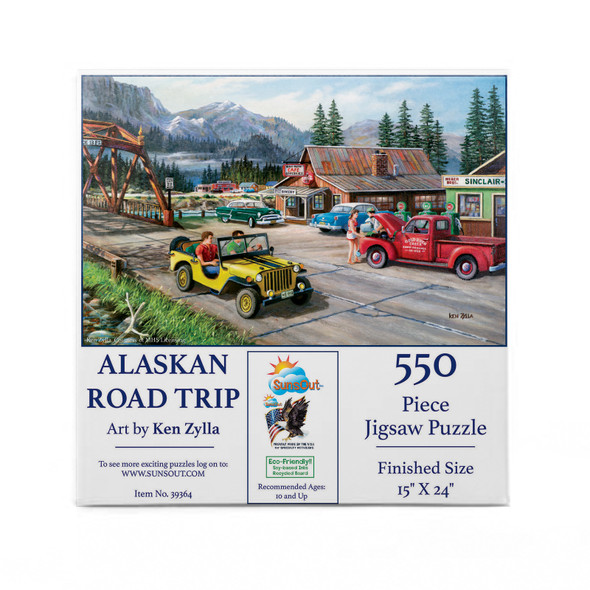 SUNSOUT INC - Alaskan Road Trip - 550 pc Jigsaw Puzzle by Artist: Ken Zylla - Finished Size 15" x 24" - MPN# 39364