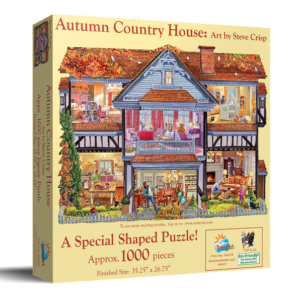 SUNSOUT INC - Autumn Country House - 1000 pc Special Shape Jigsaw Puzzle by Artist: Steve Crisp - Finished Size 35.25" x 26.75" Thanksgiving - MPN# 96058