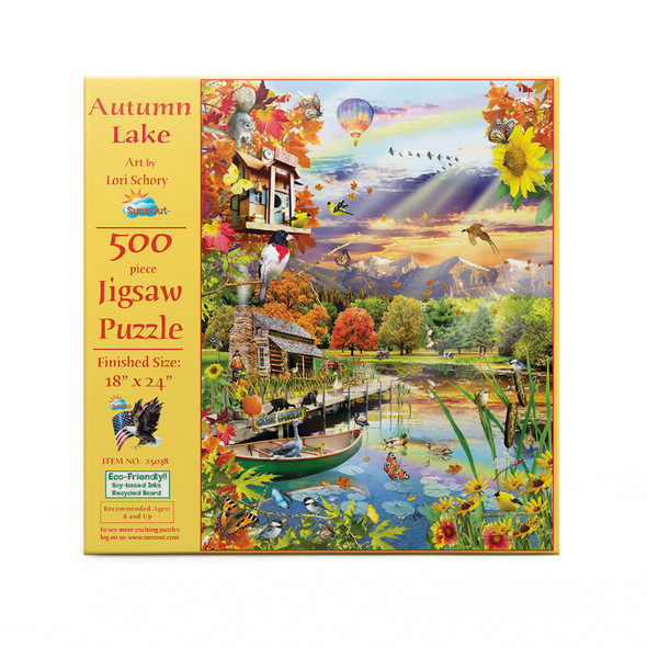 SUNSOUT INC - Autumn Lake - 500 pc Jigsaw Puzzle by Artist: Lori Schory - Finished Size 18" x 24" - MPN# 25038