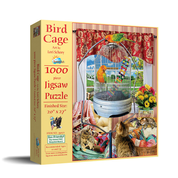 SUNSOUT INC - Bird Cage pc - 1000 pc Jigsaw Puzzle by Artist: Lori Schory - Finished Size 20" x 27" - MPN# 35072