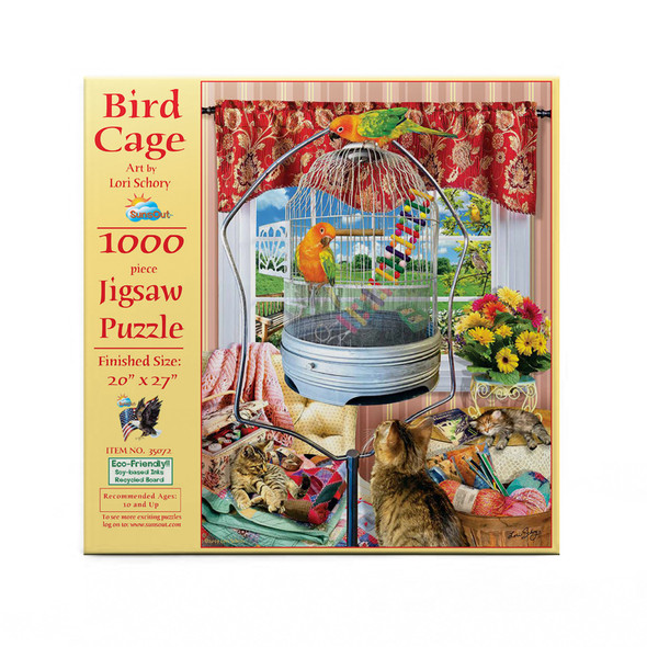 SUNSOUT INC - Bird Cage pc - 1000 pc Jigsaw Puzzle by Artist: Lori Schory - Finished Size 20" x 27" - MPN# 35072