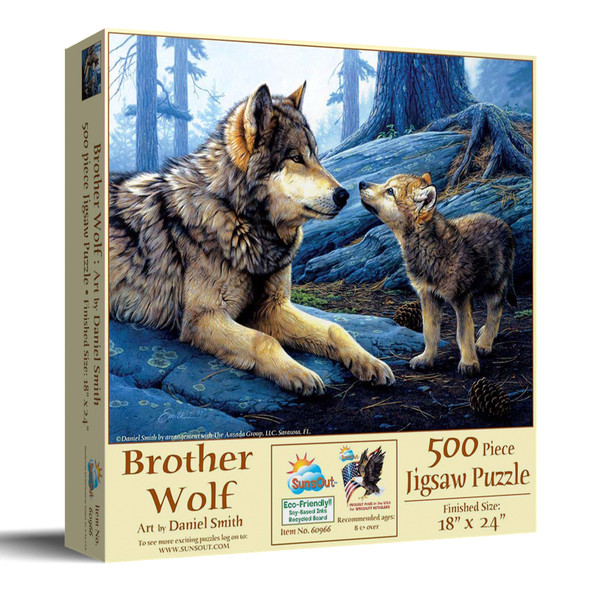 SUNSOUT INC - Brother Wolf - 500 pc Jigsaw Puzzle by Artist: Daniel Smith - Finished Size 18" x 24" - MPN# 60966