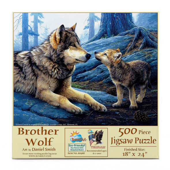 SUNSOUT INC - Brother Wolf - 500 pc Jigsaw Puzzle by Artist: Daniel Smith - Finished Size 18" x 24" - MPN# 60966