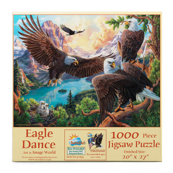 SUNSOUT INC - Eagle Dance - 1000 pc Jigsaw Puzzle by Artist: Image World - Finished Size 20" x 27" - MPN# 42954