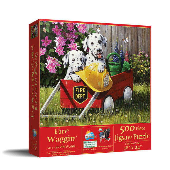 SUNSOUT INC - Fire Waggin' - 500 pc Jigsaw Puzzle by Artist: Kevin Walsh - Finished Size 18" x 24" - MPN# 13824