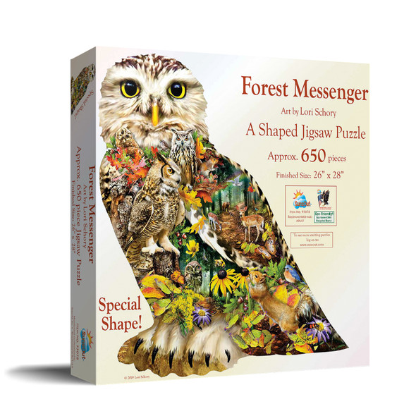SUNSOUT INC - Forest Messenger - 650 pc Special Shape Jigsaw Puzzle by Artist: Lori Schory - Finished Size 26" x 28" - MPN# 95078