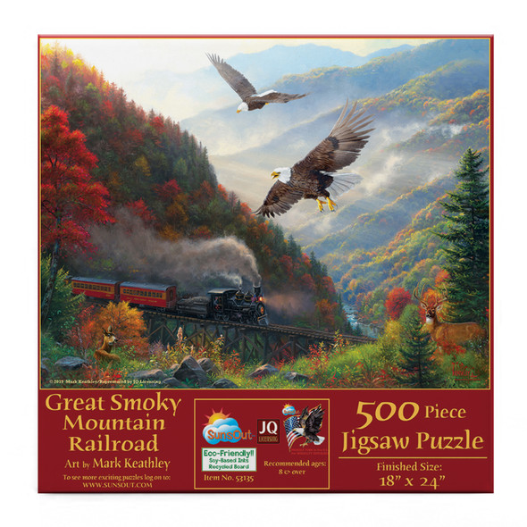 SUNSOUT INC - Great Smoky Mountain Railroad - 500 pc Jigsaw Puzzle by Artist: Mark Keathley - Finished Size 18" x 24" - MPN# 53135