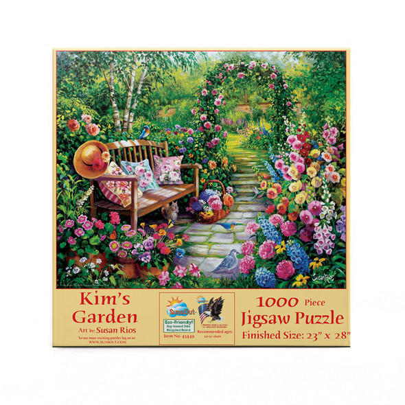 SUNSOUT INC - Kim's Garden - 1000 pc Jigsaw Puzzle by Artist: Susan Rios - Finished Size 23" x 28" - MPN# 45449