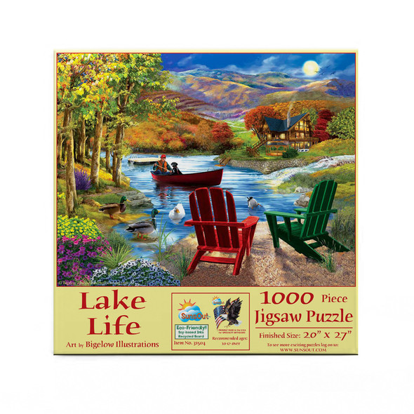 SUNSOUT INC - Lake Life - 1000 pc Jigsaw Puzzle by Artist: Bigelow Illustrations - Finished Size 20" x 27" - MPN# 31504